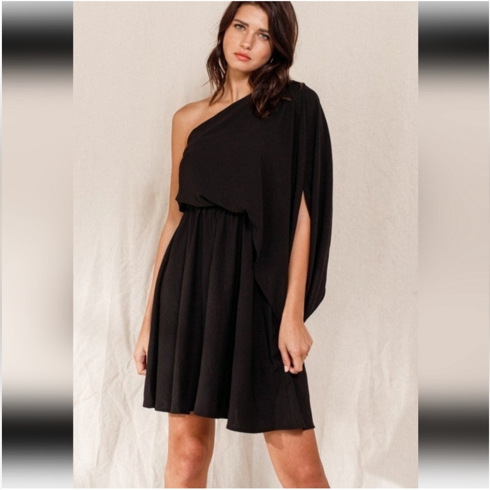 ODDY Chic Black One-Shoulder Dress